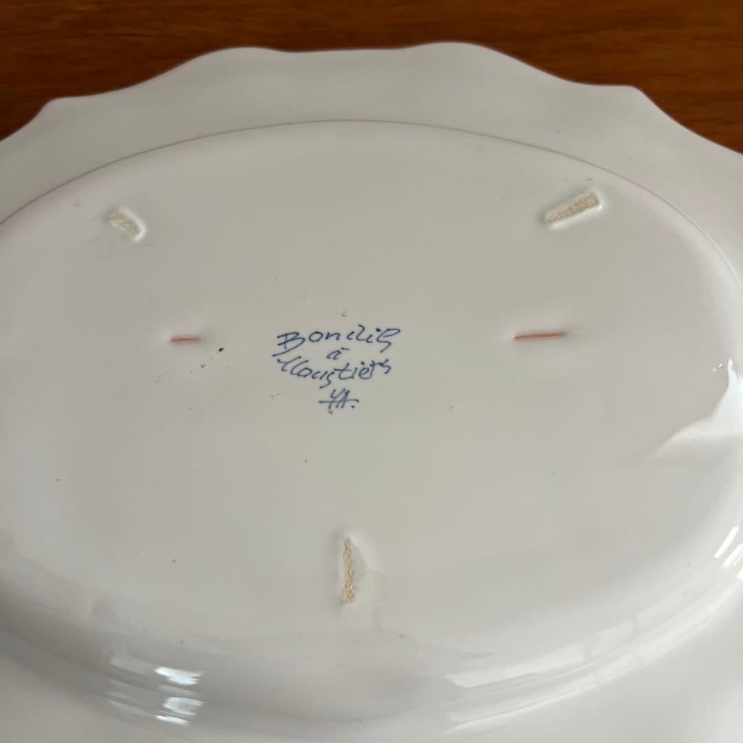 フランス ムスティエ 花リム 花柄 プレート