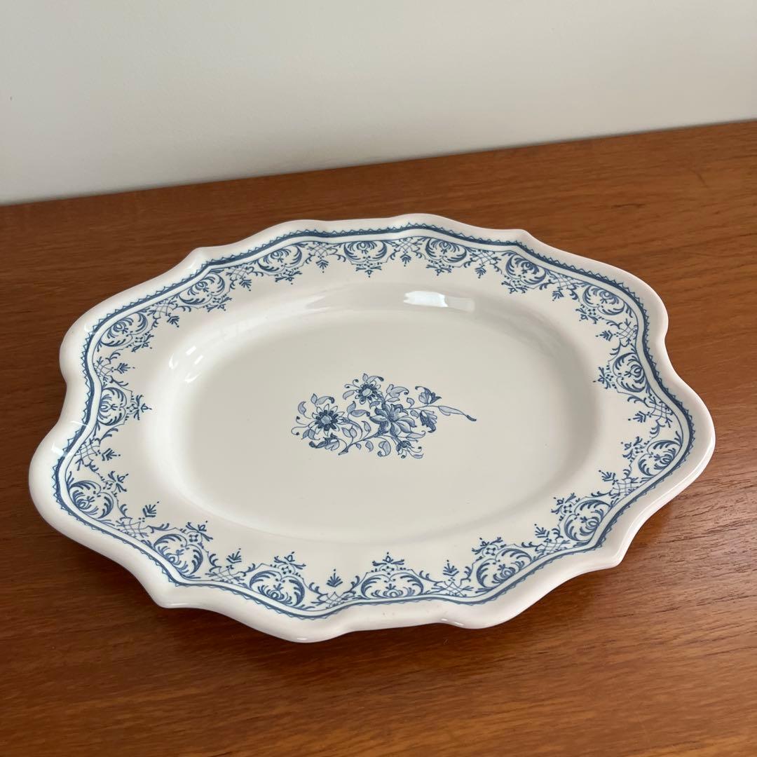 フランス ムスティエ 花リム 花柄 プレート