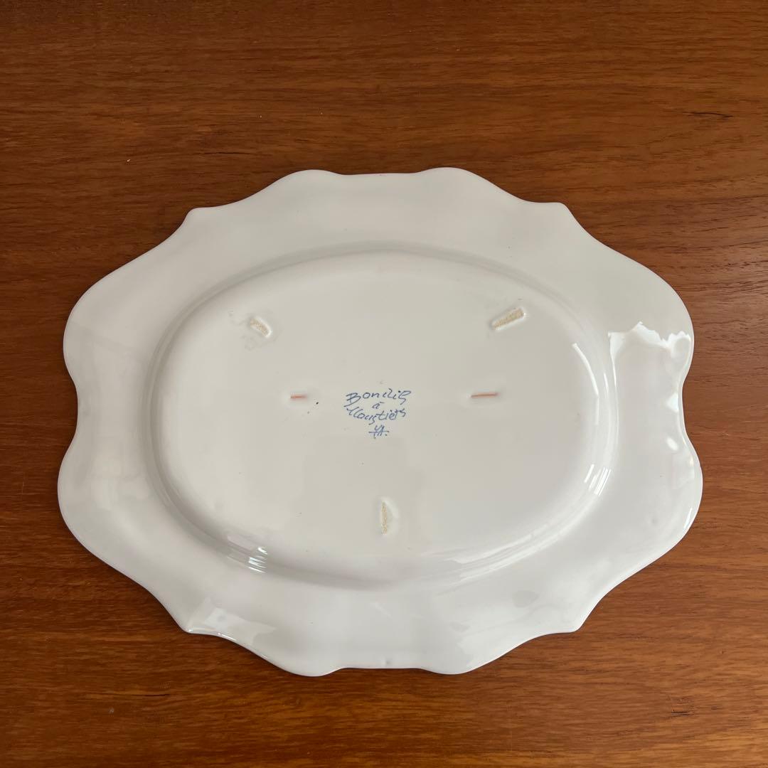 フランス ムスティエ 花リム 花柄 プレート