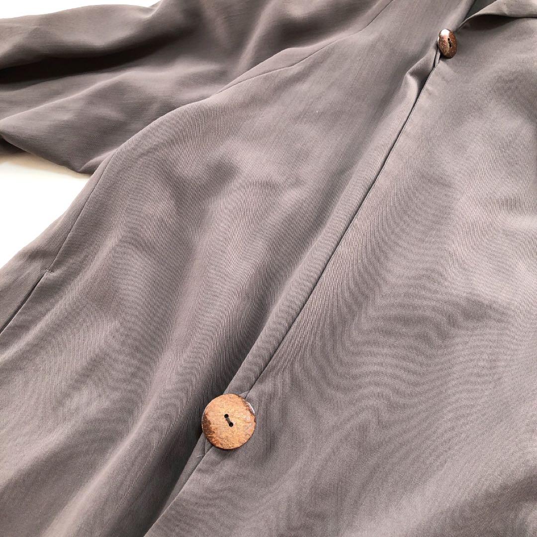 ヨーガンレール*ロングコート　カーディガン　羽織　フード付 グレー