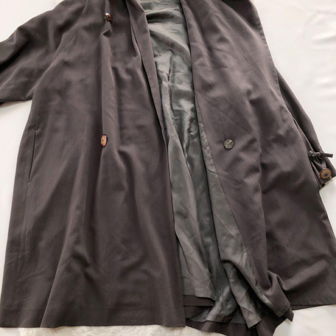 ヨーガンレール*ロングコート　カーディガン　羽織　フード付 グレー