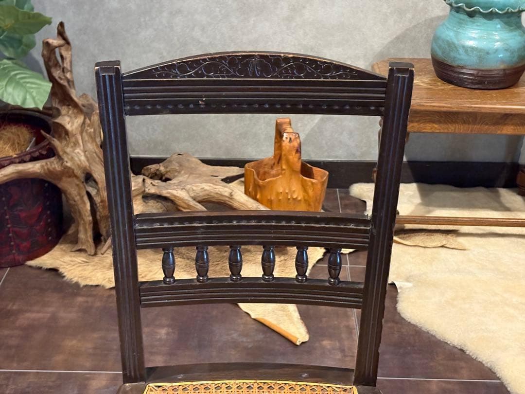 希少　フレンチクラシック　アンティークチェア　ヴィンテージ　無垢材　ラタン　IH