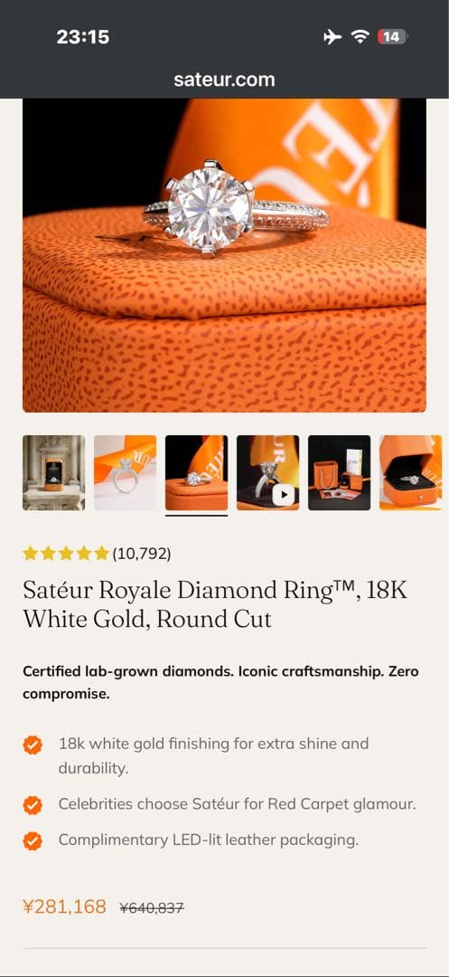 き*ん様 【定価15万円】SATEUR 最高級リング 1000ドル購入証明有 (