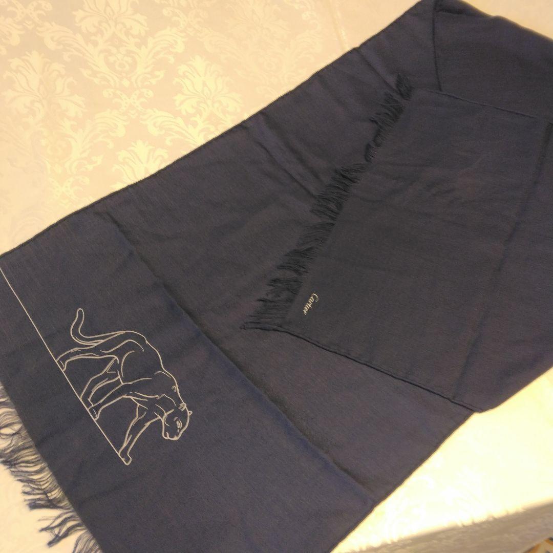 Cartier カルティア　カシミア　シルク　ショール　ストール ネイビー