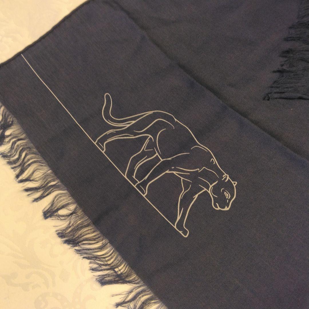 Cartier カルティア　カシミア　シルク　ショール　ストール ネイビー