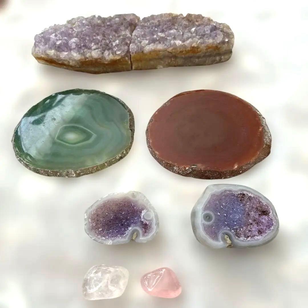 ❤️大変希少な象形2色のトレジャー瑪瑙とスライス瑪瑙、紫水晶他❤️