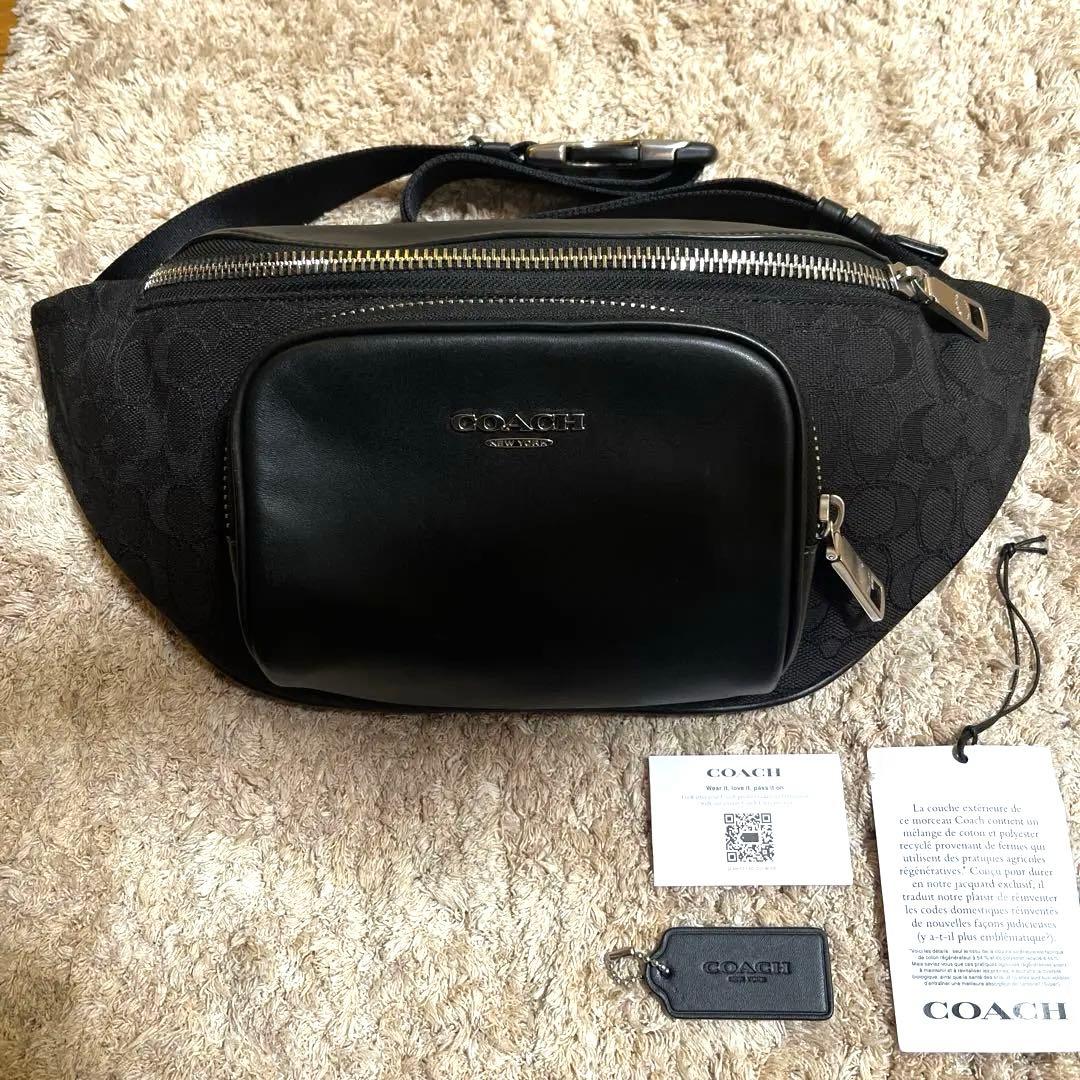 新作　COACH　レーサー ベルトバッグ・シグネチャー ジャカード　ボディバッグ