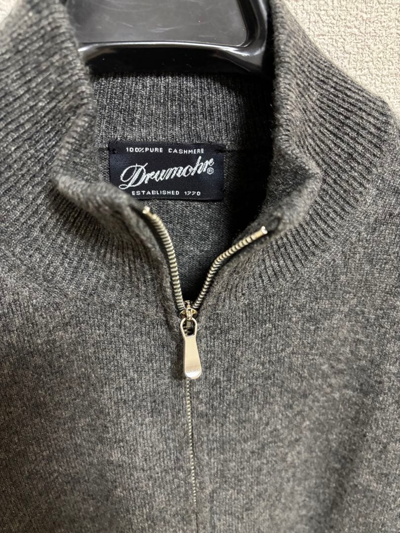 ドルモア カシミヤ カーディガン 40グレー Drumohr フルジップ ニット