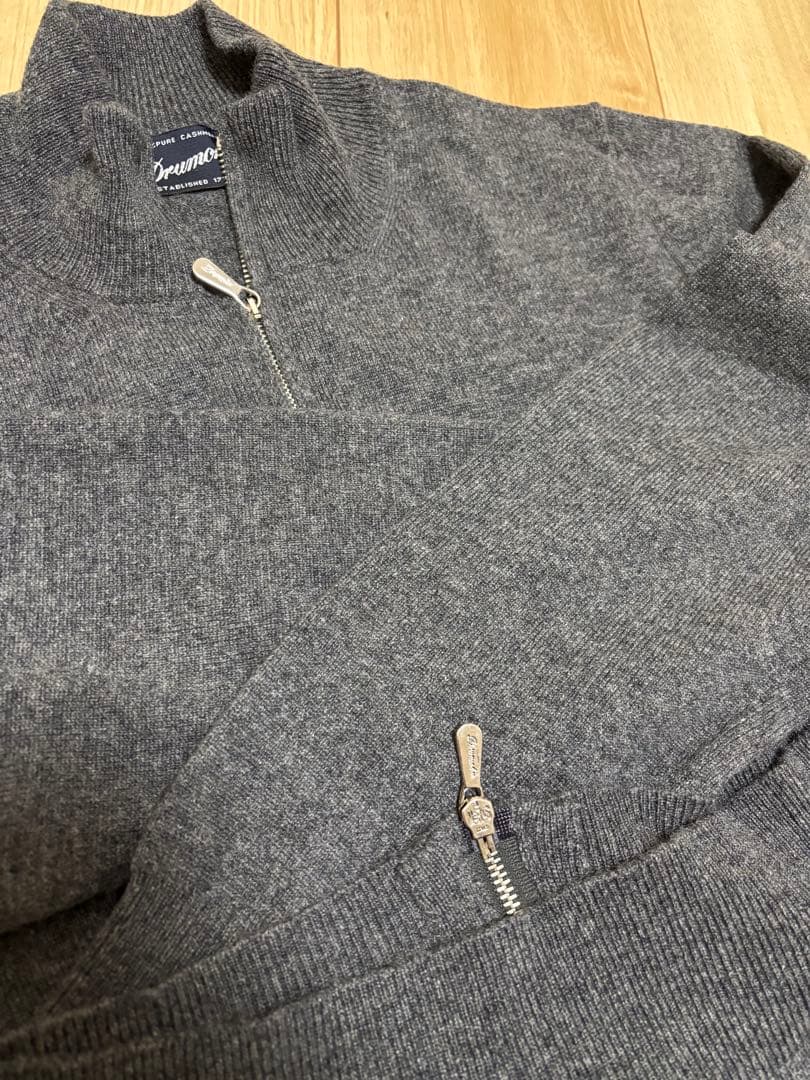 ドルモア カシミヤ カーディガン 40グレー Drumohr フルジップ ニット