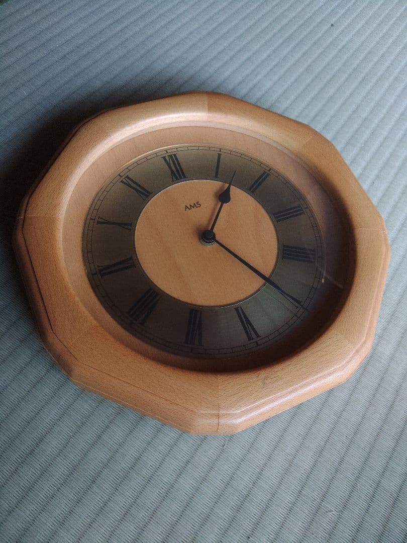 未使用品　箱付　AMS　北欧　ドイツ製　ユンハンス　無垢　オーク　壁掛け　時計