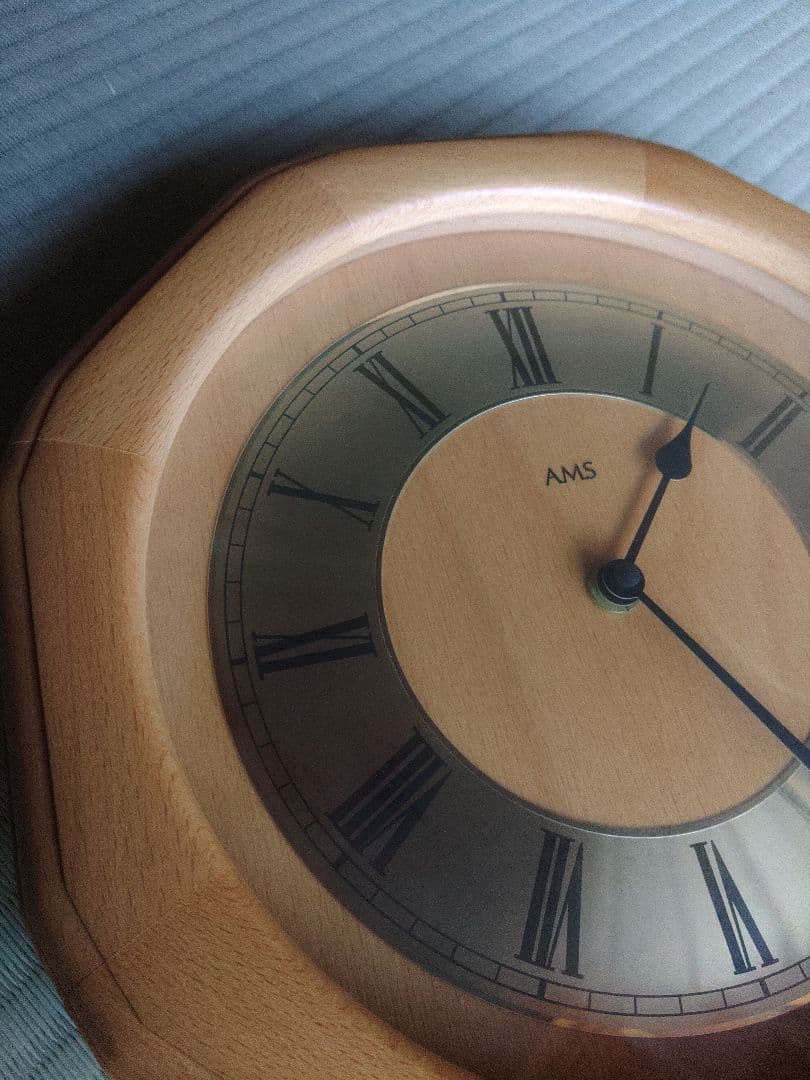 未使用品　箱付　AMS　北欧　ドイツ製　ユンハンス　無垢　オーク　壁掛け　時計