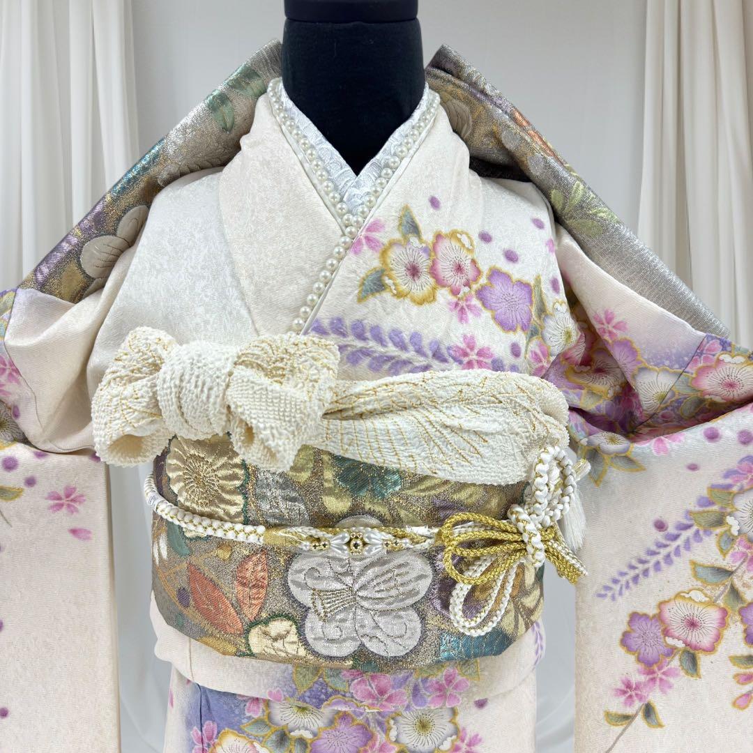 逸品 振袖7点フルセット 辻が花　辻ヶ花　金通し　花絞り　成人式 卒業式　正絹