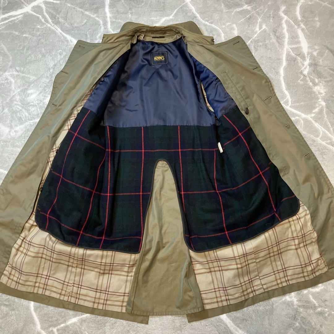 【美品】KENNES トレンチコート ライナー付き 玉虫色 裏地 チェック L
