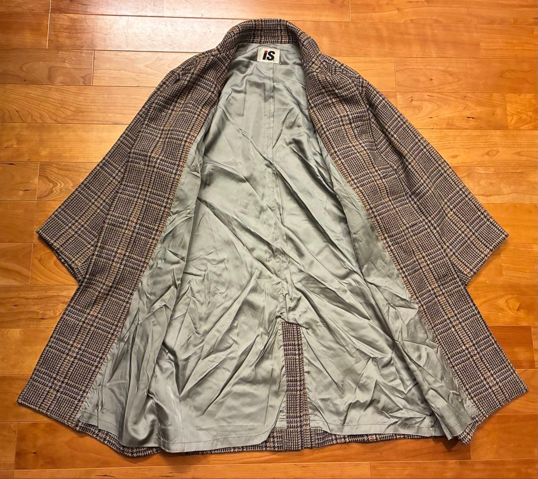 希少　I.S. イッセイミヤケ チェック柄 ウールコート エルボーパッチ　M
