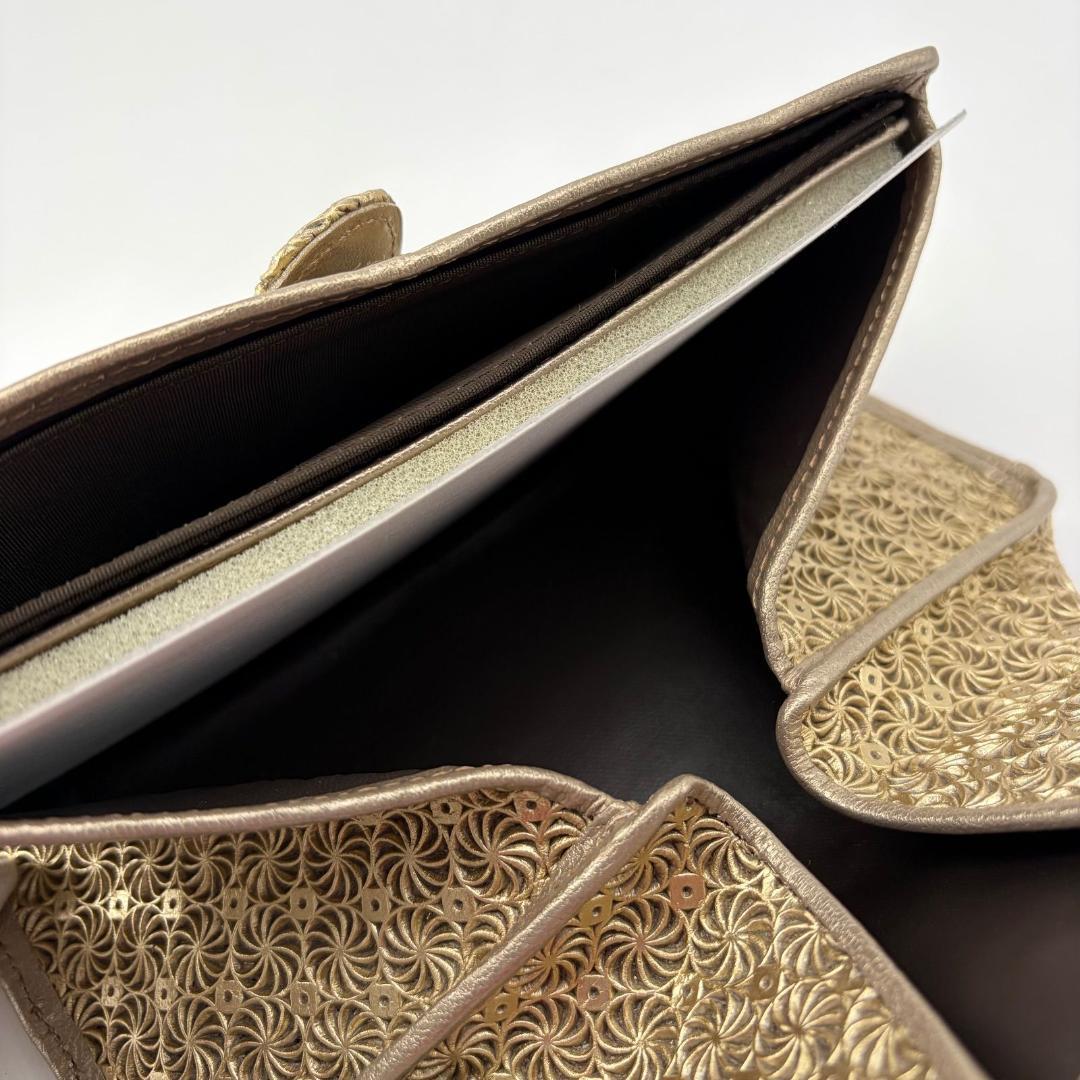 16456✨未使用✨ヒロコハヤシ 長財布 フラップ ジラソーレ ゴールド