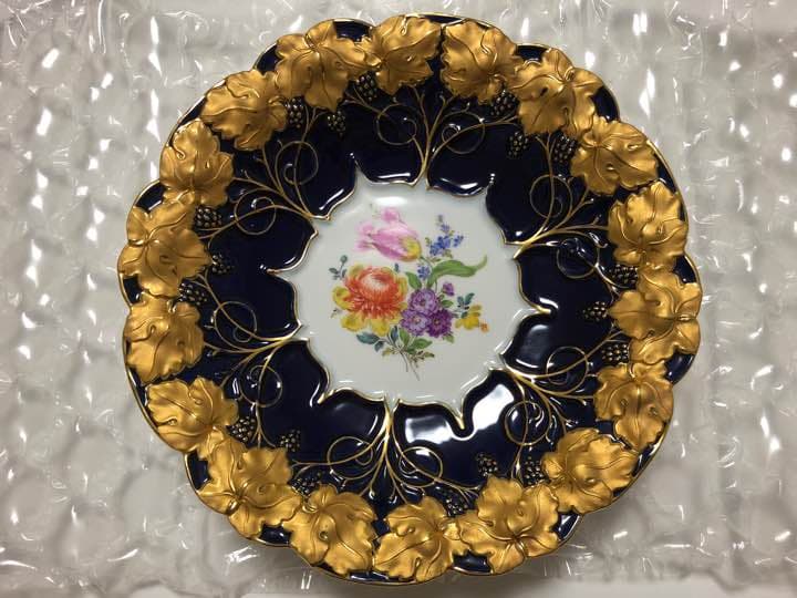 豪華 金彩 葡萄紋様５つの花の飾り皿