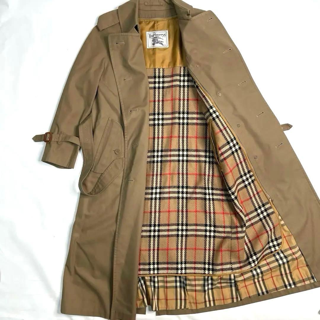 美品✨ バーバリー　ロングトレンチコート　ノバチェック　ハニーベージュ