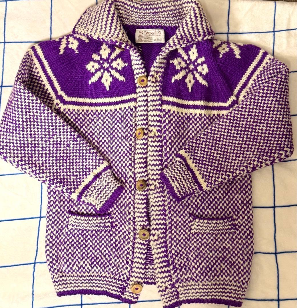 インバーアラン　スコットランド製　雪柄カーディガン　茶タグINVERALLAN