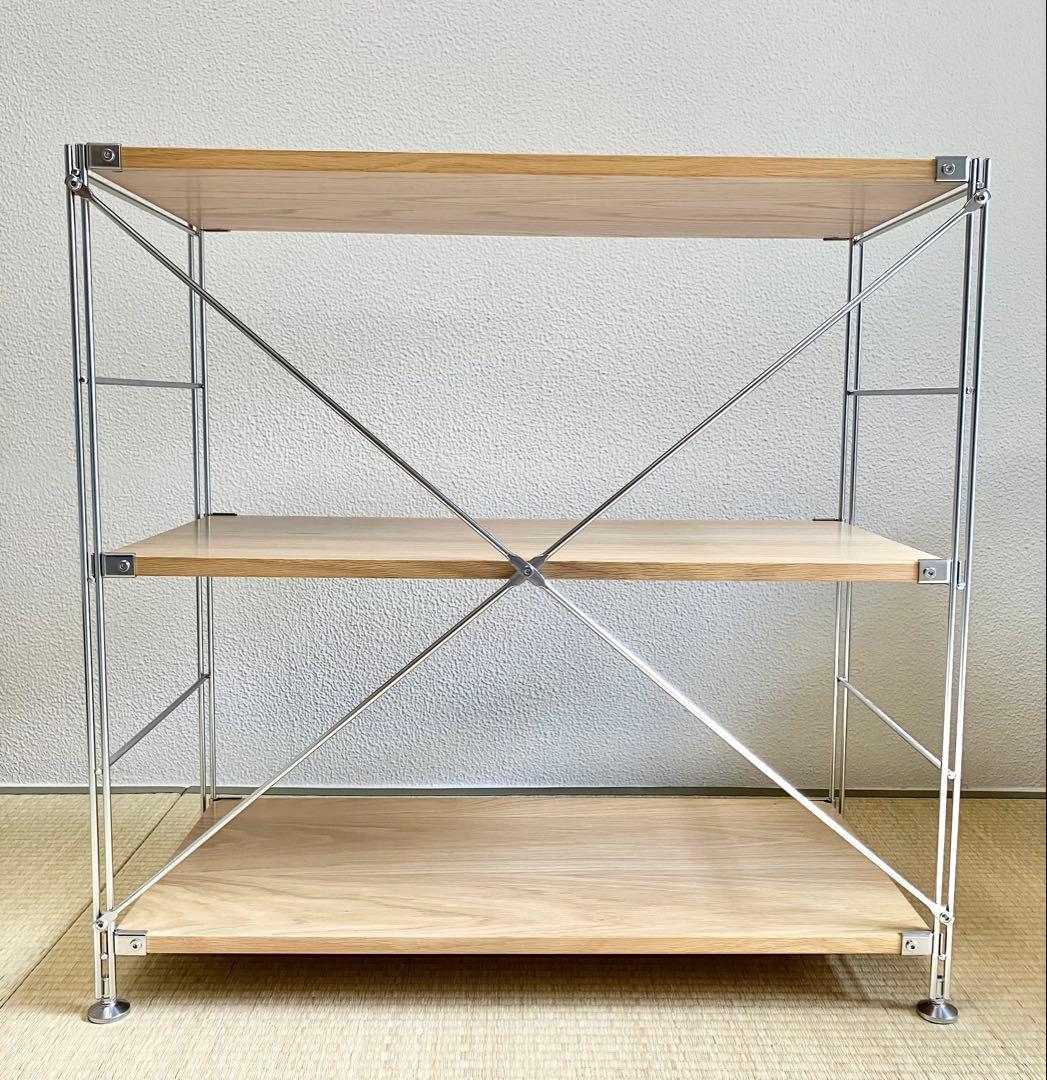 ⭐️美品・送料込⭐️無印良品 ステンレスユニットシェルフ　オーク材棚セット　ワイド小
