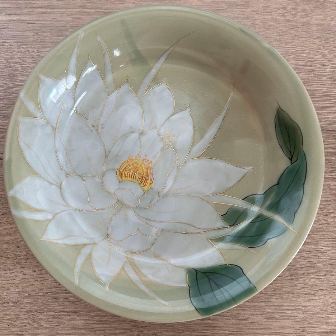 【未使用】清水焼　京焼　陶葊　陶あん　深皿　月下美人