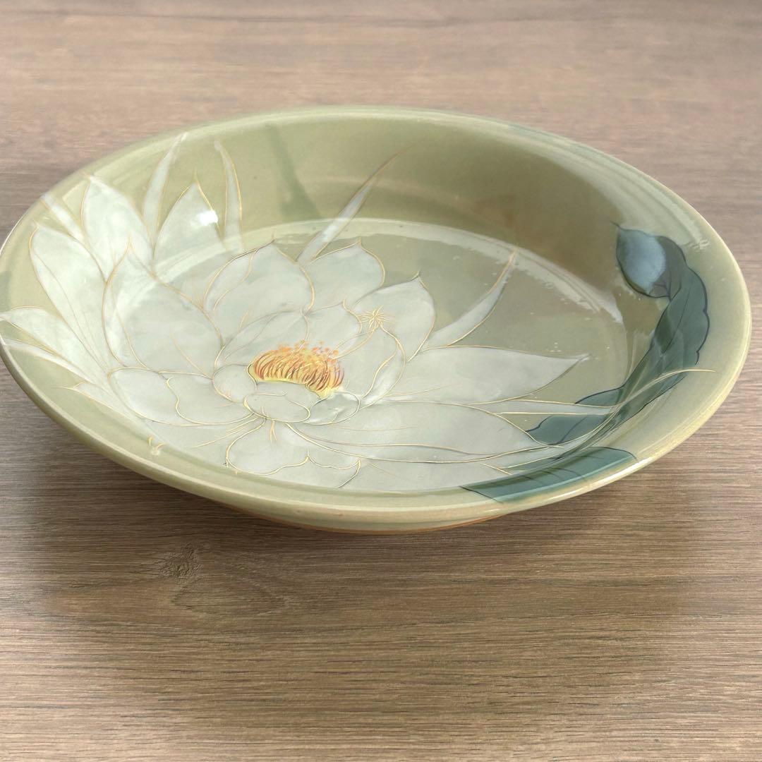 【未使用】清水焼　京焼　陶葊　陶あん　深皿　月下美人
