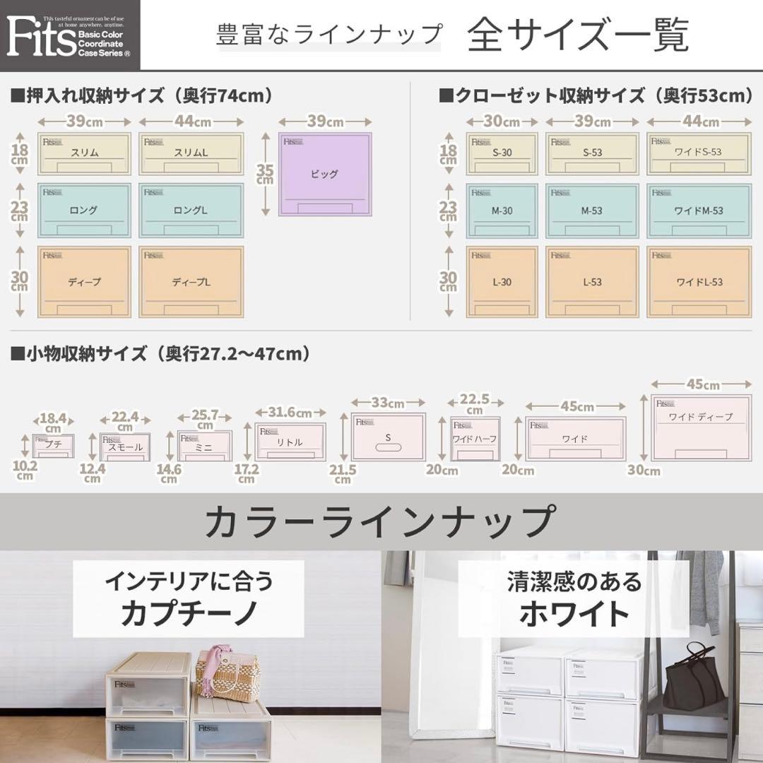 Fits フィッツ 衣装ケース モノMONO ホワイト L-53 ×3個セット