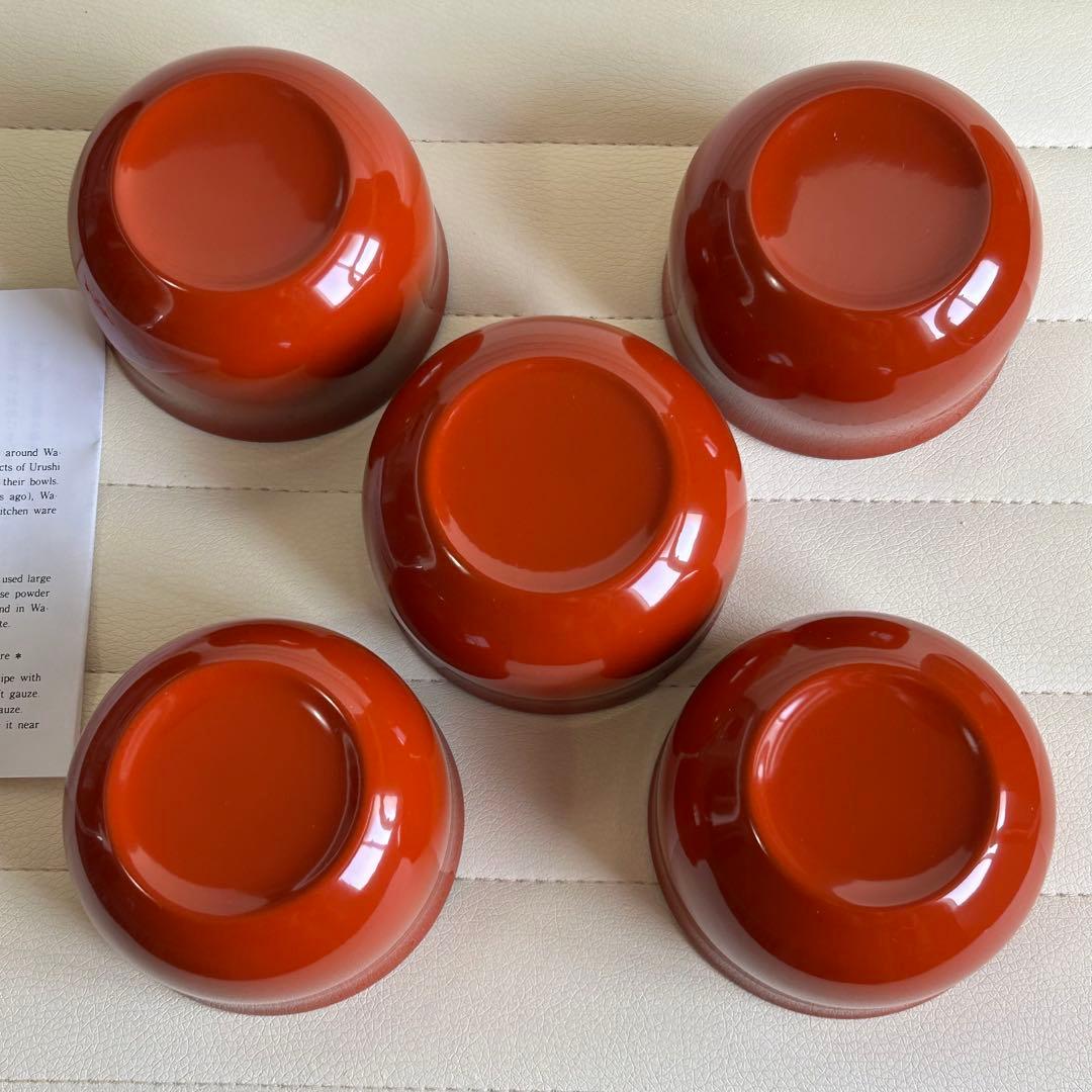 輪島塗　木製漆器　小鉢揃　5枚セット　汁椀　ボウル　つゆ鉢　デザートカップ