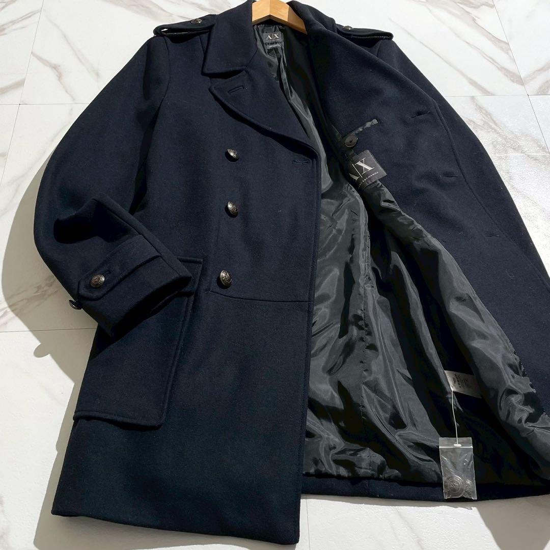 【極美品✨】アルマーニエクスチェンジ ナポレオン ダブルチェスターコート 紺 M