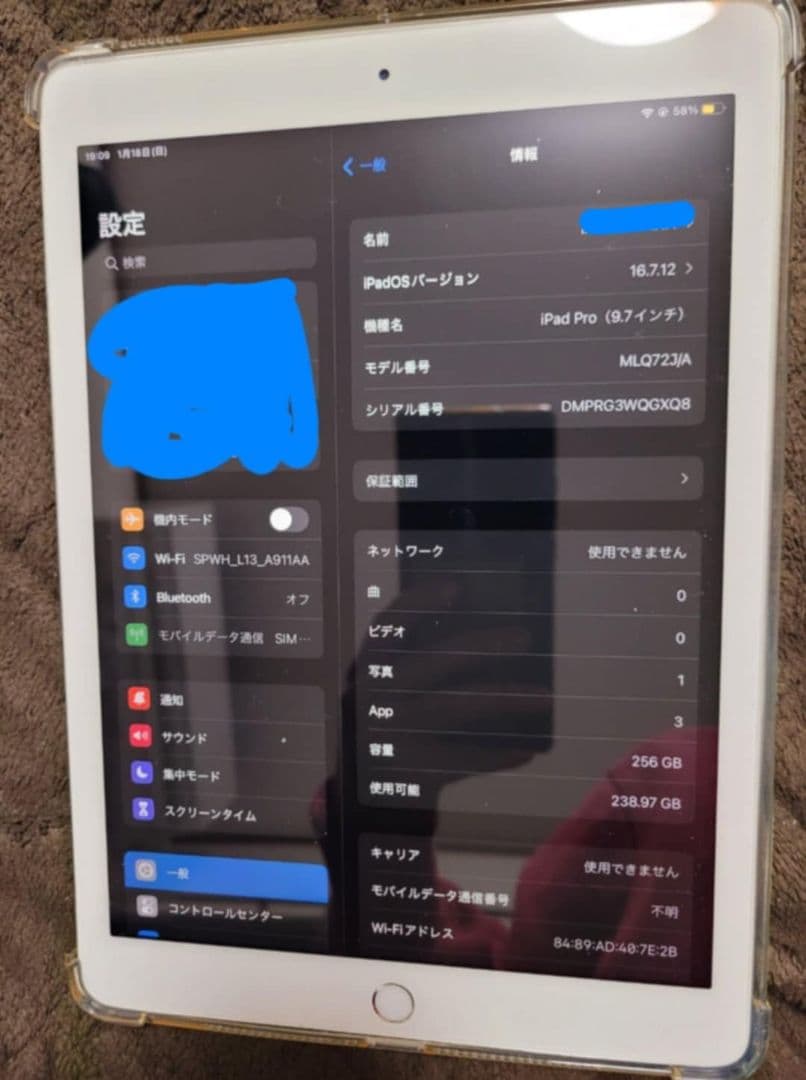 Apple iPad pro 9.7インチ スペースグレー 本体　256GB