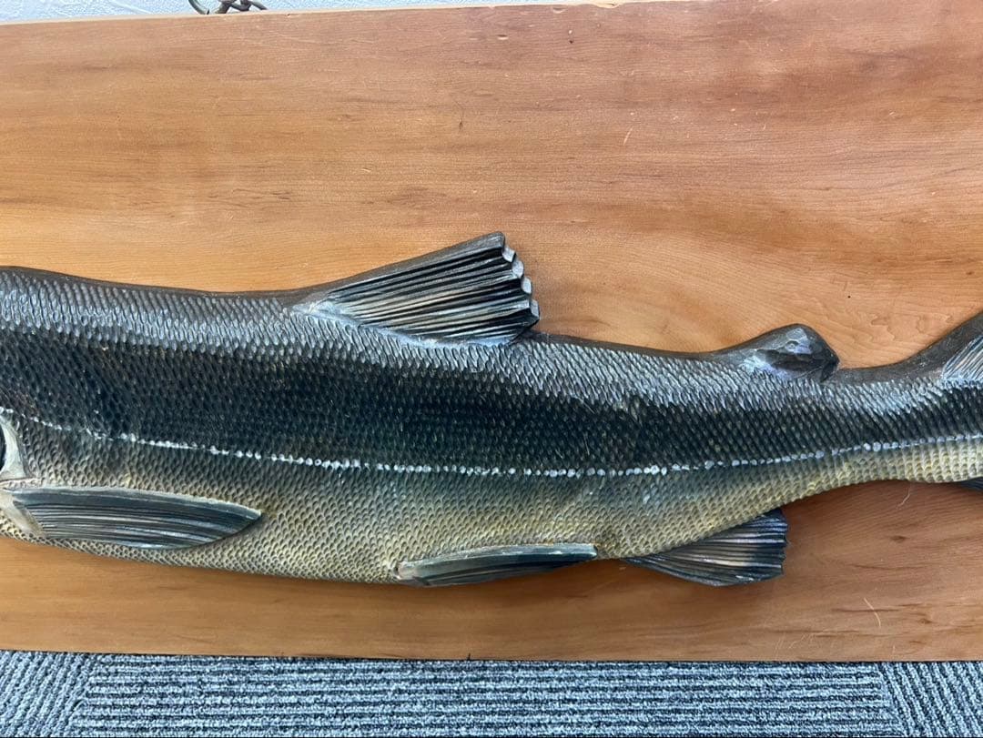 【名作・希少】北海道 木彫り 鮭 壁掛け 大旅会 秋峰刀作