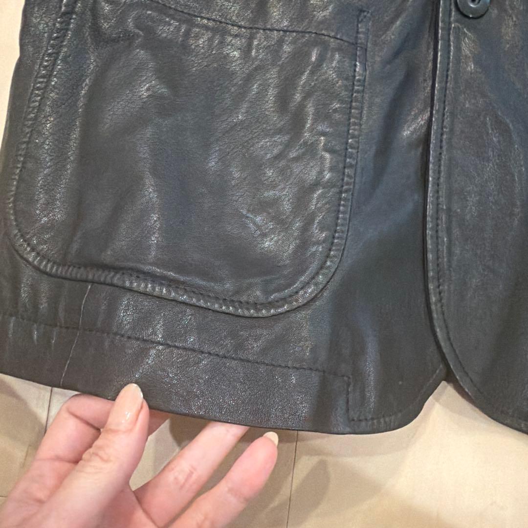 【新品】GIORGIO ARMANI 黒タグ レザーテーラードジャケット