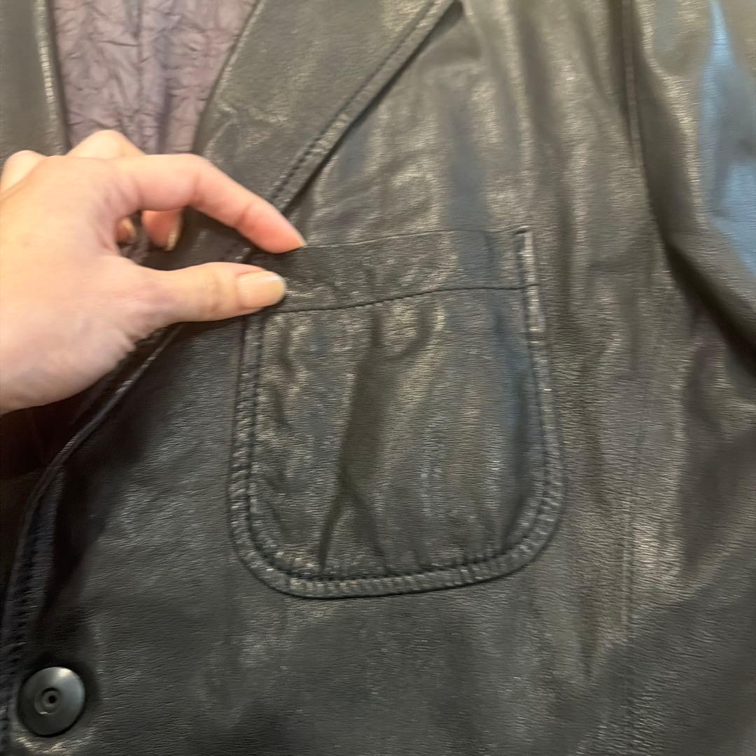 【新品】GIORGIO ARMANI 黒タグ レザーテーラードジャケット