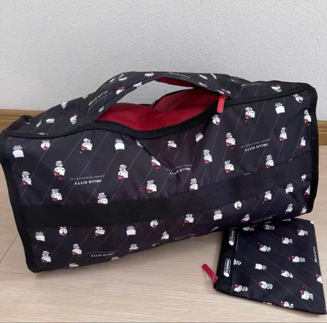 レスポートサック　ハローキティ　ボストンバッグ　旅行用バッグ　リボン& ポーチ