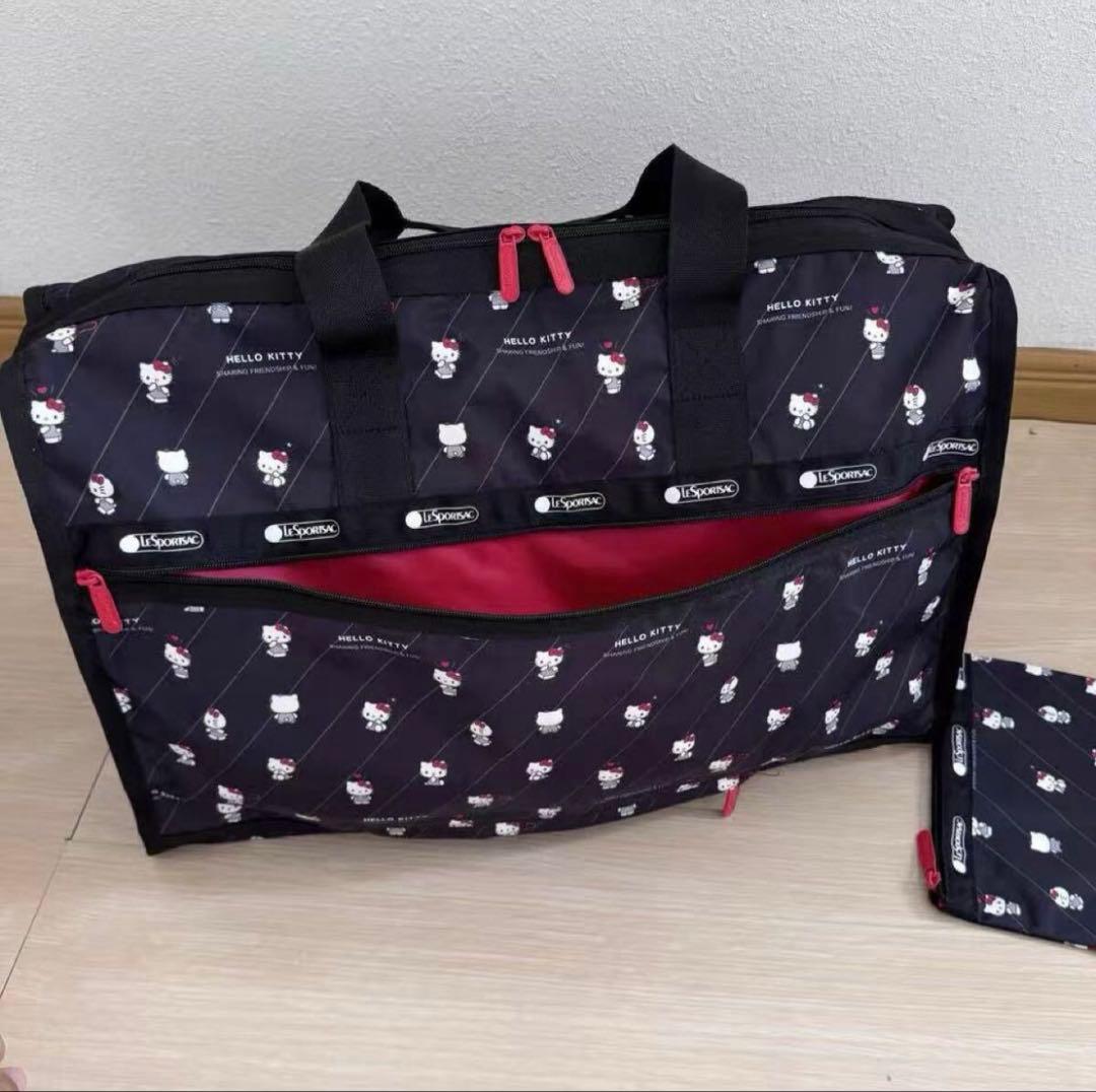 レスポートサック　ハローキティ　ボストンバッグ　旅行用バッグ　リボン& ポーチ