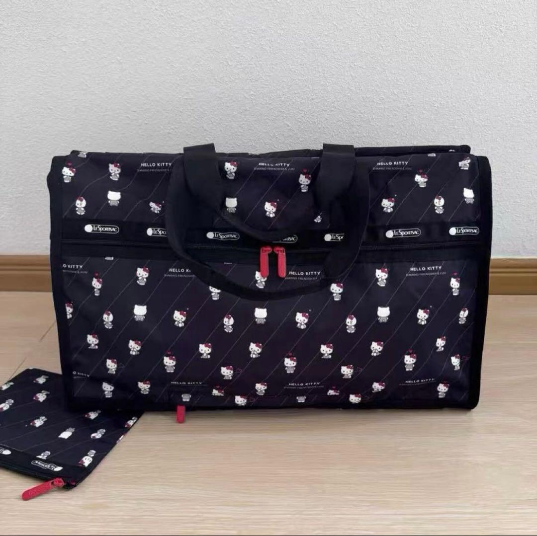 レスポートサック　ハローキティ　ボストンバッグ　旅行用バッグ　リボン& ポーチ