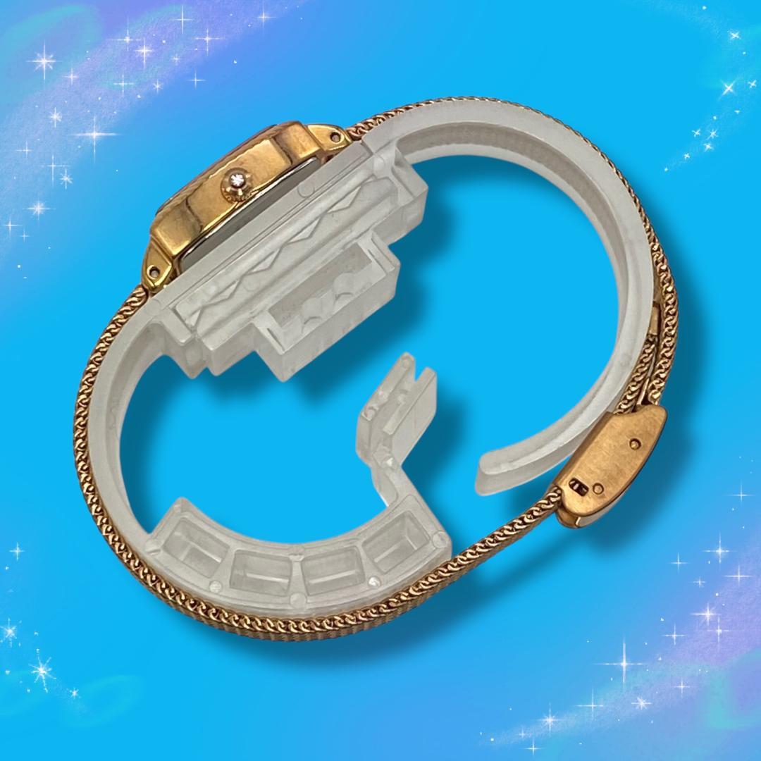 《美品 稼働品》 エテ レディース腕時計 トノー型 カットガラス クオーツ