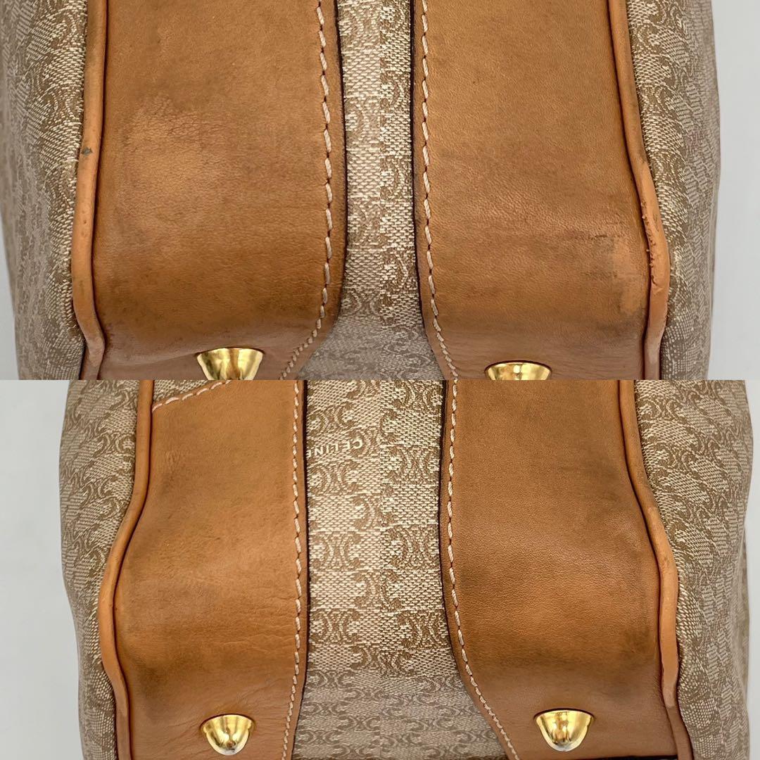 CELINE ボストンバッグ 手提げ ホワイトマカダム柄 トリオンフ 大容量