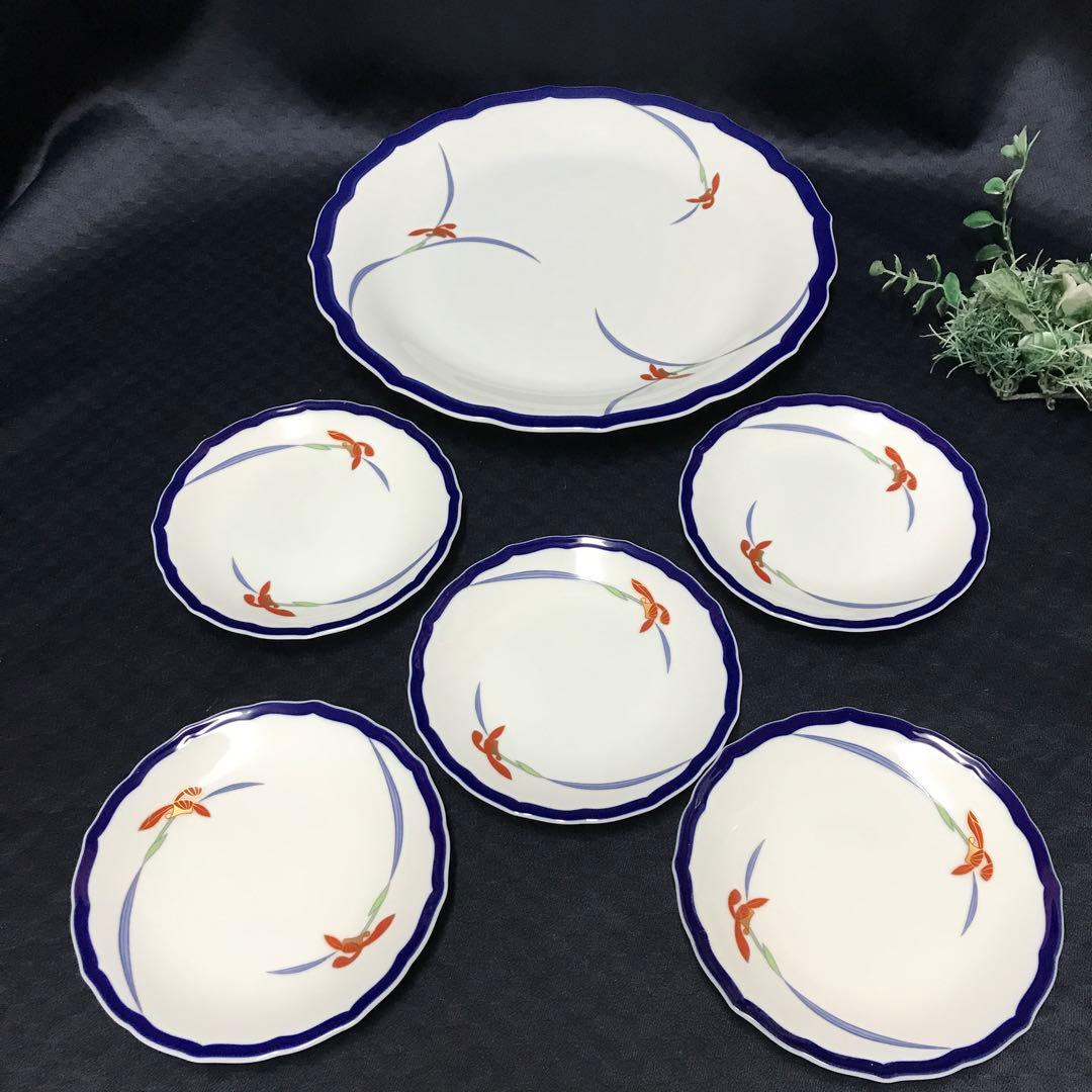 新品　香蘭社オーキッドレース　大皿30cm1枚15cm小皿5枚　箱入　上質ライン