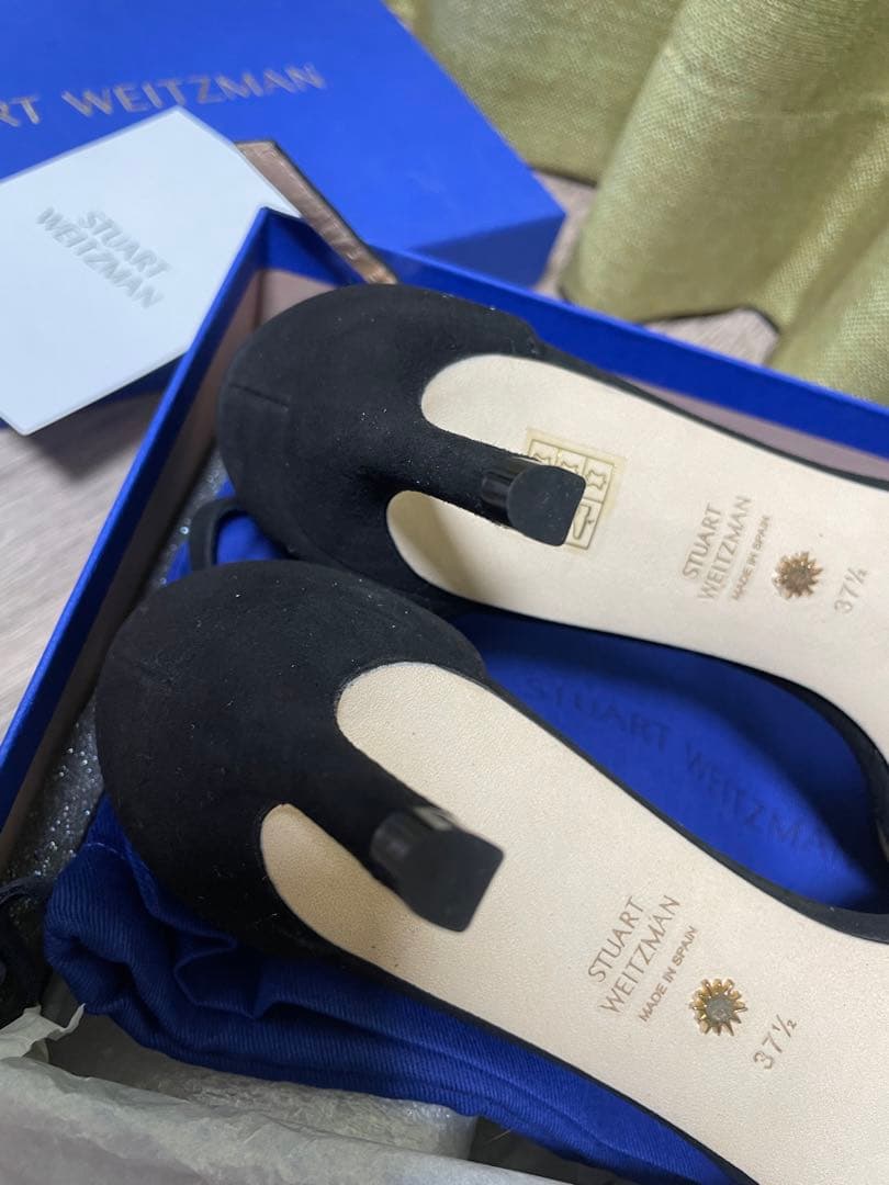 Maryスチュアート ワイツマン　黒ストラップ　サンダル37.5/24.5