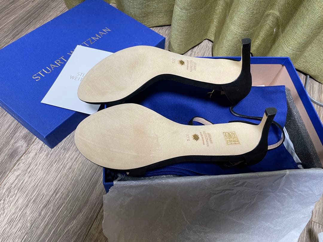 Maryスチュアート ワイツマン　黒ストラップ　サンダル37.5/24.5