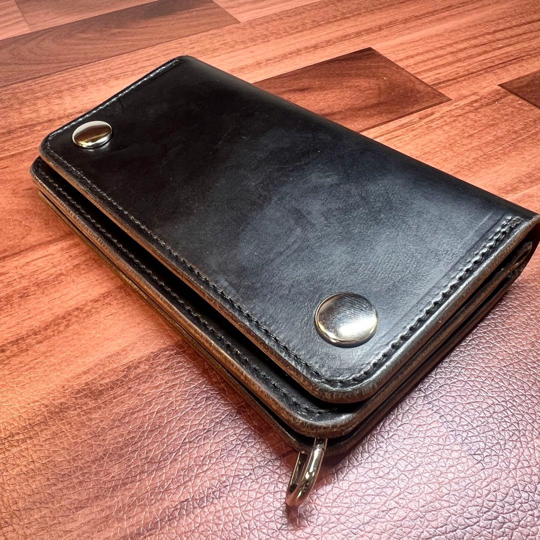 【トラッカーウォレット ミドル 2層】 クロムエクセル 茶芯 ブラック シルバー