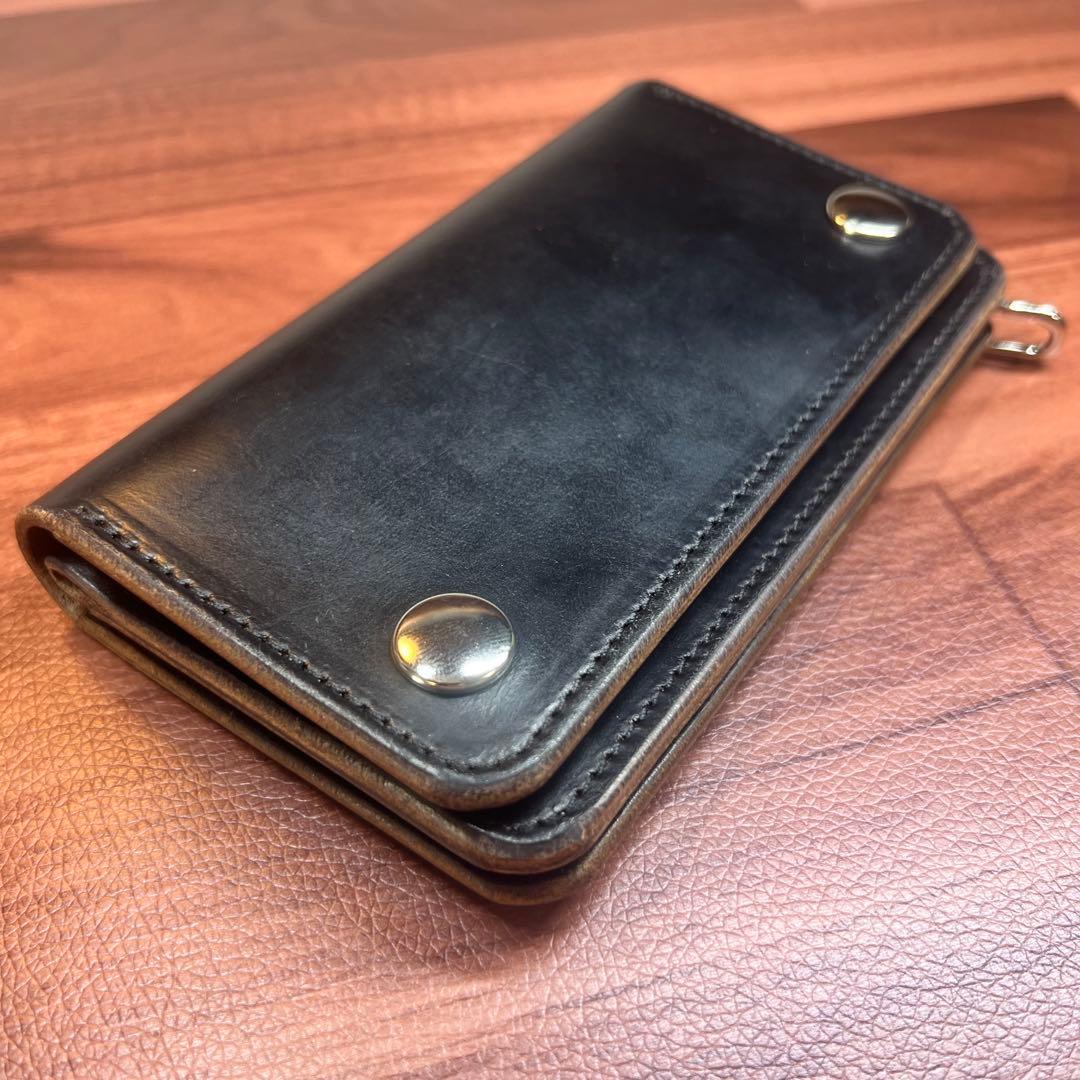 【トラッカーウォレット ミドル 2層】 クロムエクセル 茶芯 ブラック シルバー