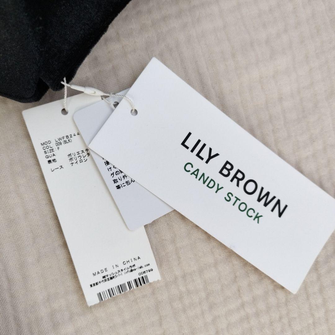 LILY BROWN　CANDY STOCK　レースカラービジューベロアブラウス