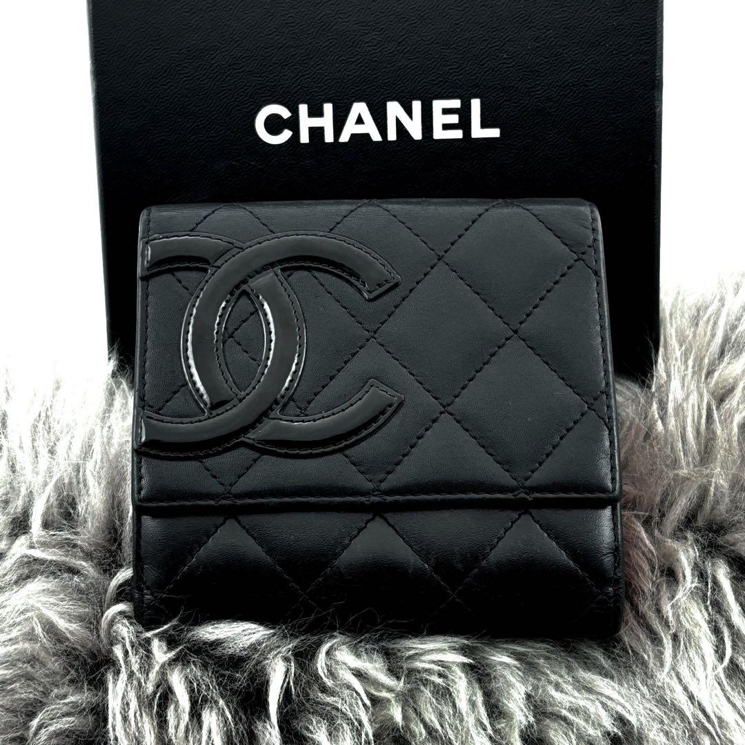 【極美品✨レア】シャネル CHANEL 財布 カンボンライン Wホック 二つ折