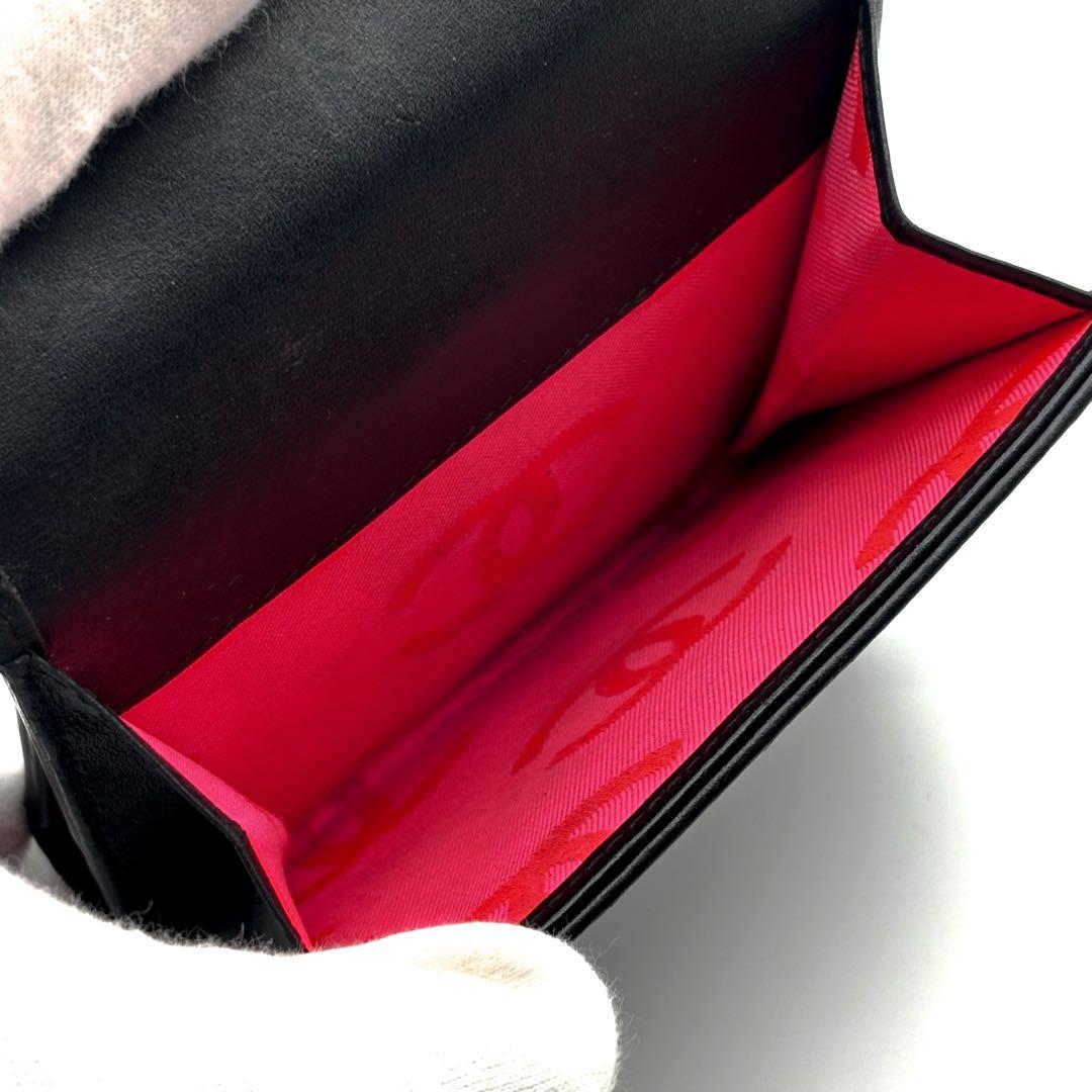 【極美品✨レア】シャネル CHANEL 財布 カンボンライン Wホック 二つ折