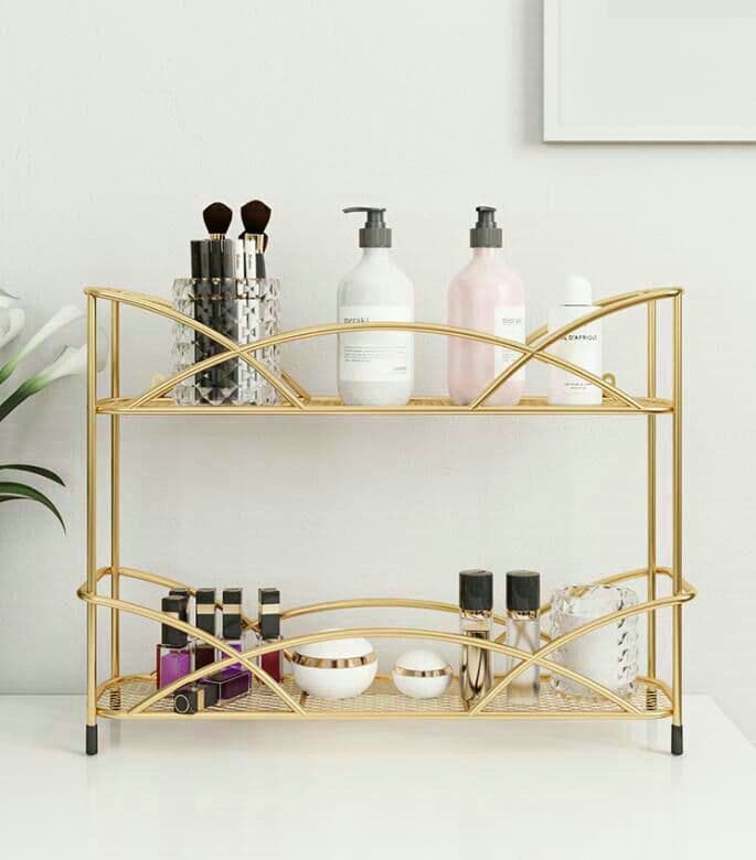 2段鉄芸棚バスルーム トイレ多層シェルフおしゃれ フロア収納ラック デスク机