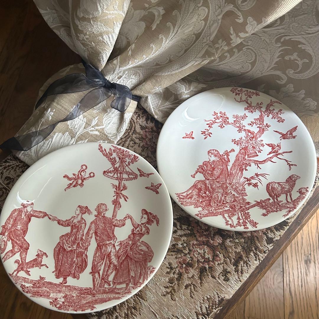 希少フランスGien【 Toile de Jouy 】トワルドジュイ プレート大