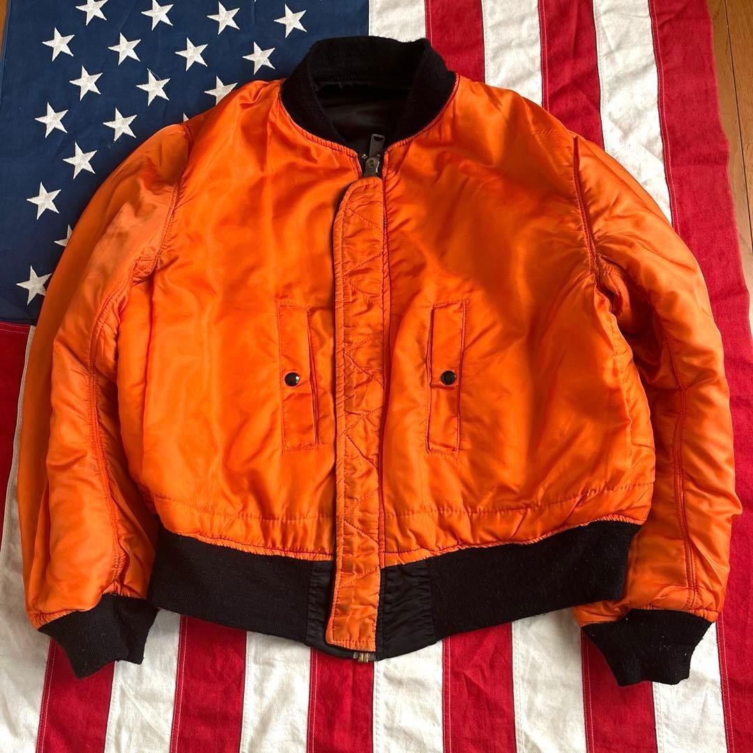 80s ビンテージ ALPHA アルファ MA-1 ブラック L アメリカ製