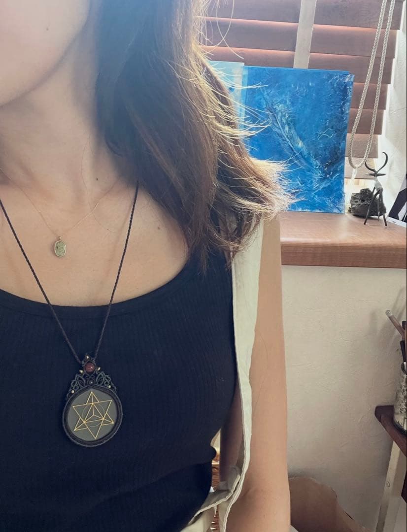 【美品】アイスクォーツ(ヒマラヤ)六芒星モチーフのネックレス