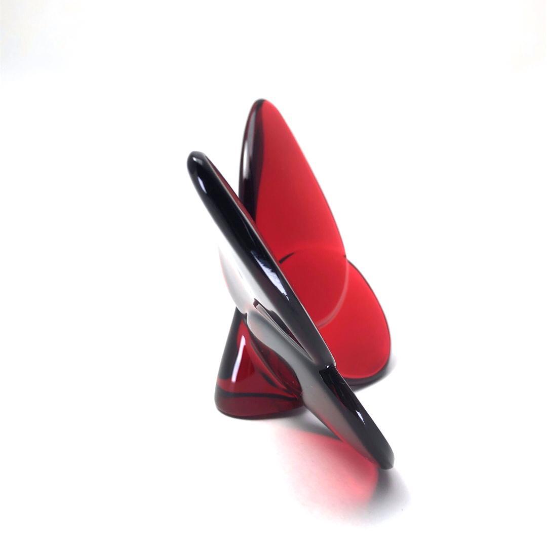 【美品】バカラ／ラッキーバタフライ クリスタル レッド／BC407